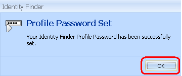 Spirion Profile Password Set Confirmation