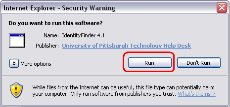 Internet Explorer Security Warning
