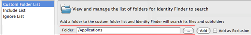 Spirion Custom Folder List with Folder Highlighted
