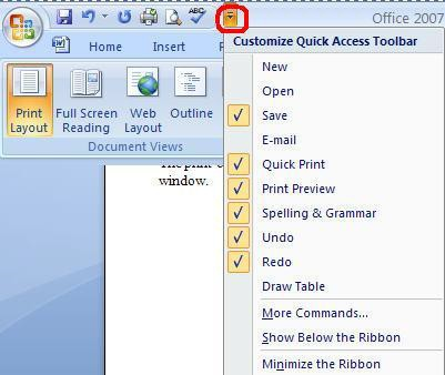 Customize Quick Access Toolbar Options