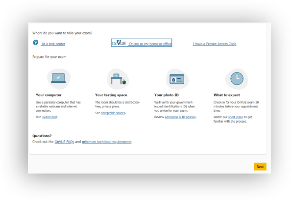 ESI VUE selection options