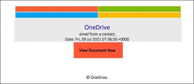 Example of recent OneDrive phishing email.