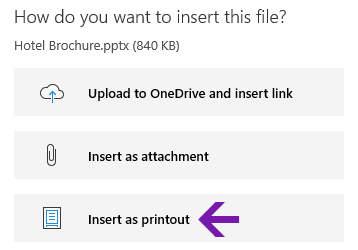 OneNote Insert as Printout