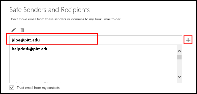 Safe Senders and Recipients List