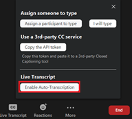 Enable Auto-Transcription screen