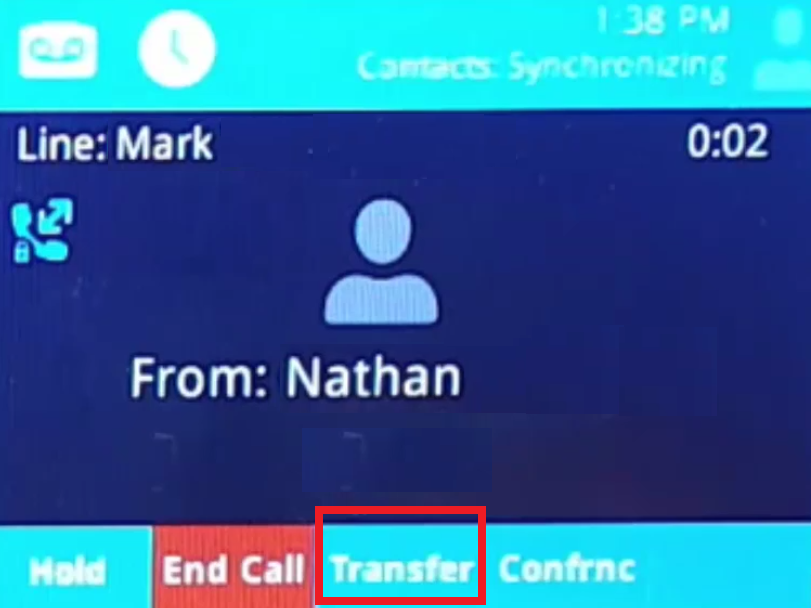 Phone Screen with Transfer Button Highlighted