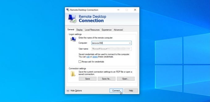 Microsoft Remote Desktop Connection to Virtual Computing Lab
