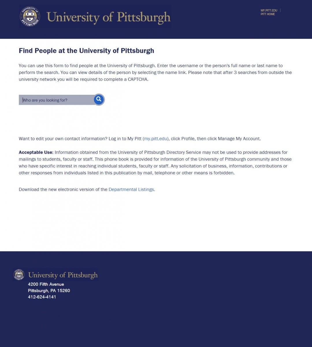 pitt find people pitt find people