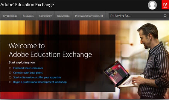 Adobe Education Exchange Welcome Page