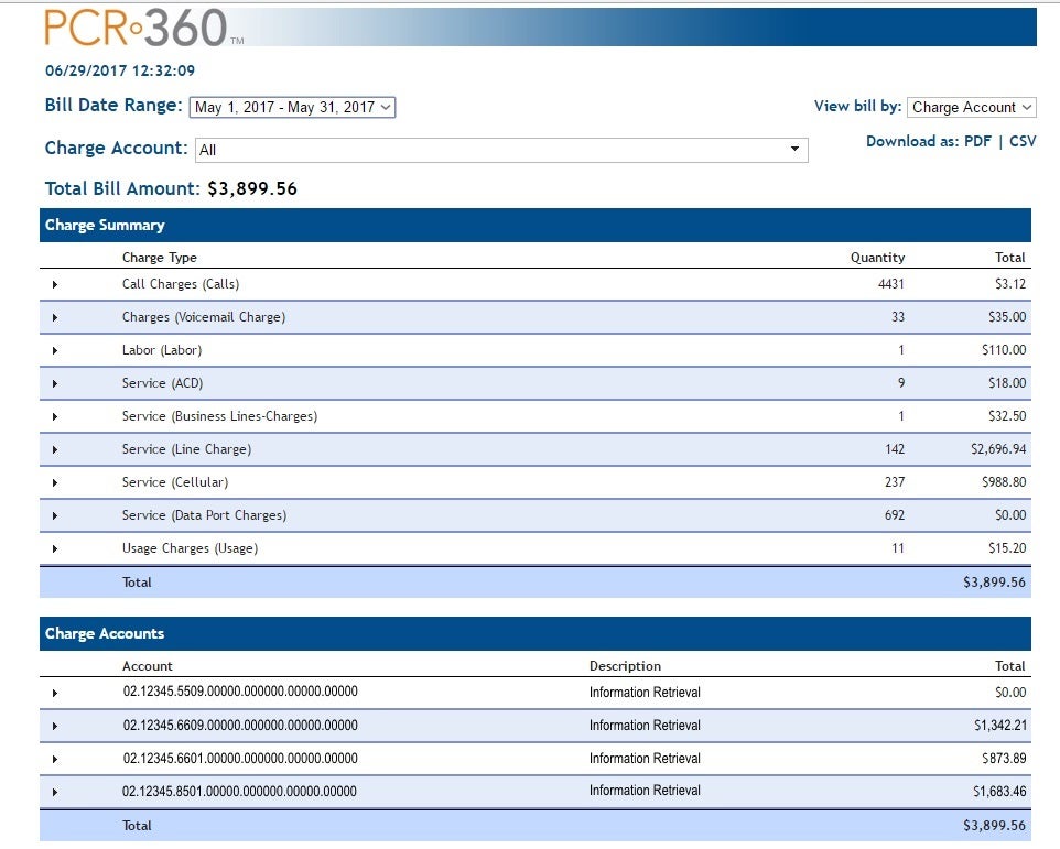 IT Billing screenshot view all charges