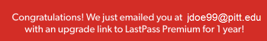 LastPass Congratulations Screen