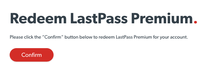 LastPass Premium Account Confirm Screen