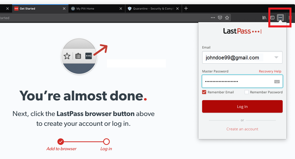 Firefox Browser with LastPass Plugin