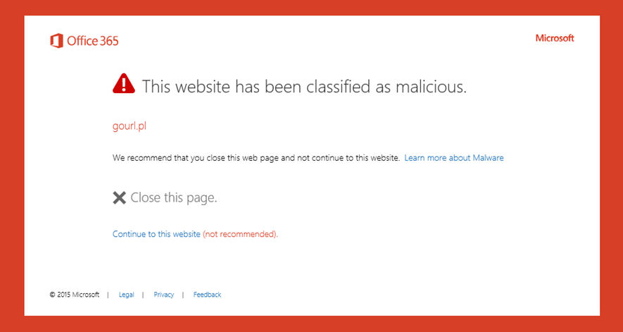 Safe Links warning message