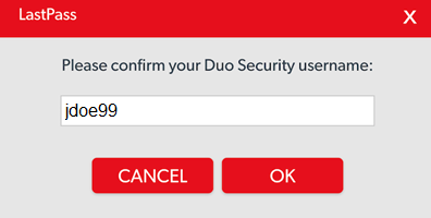 Last Pass Duo Security Username Pop Up