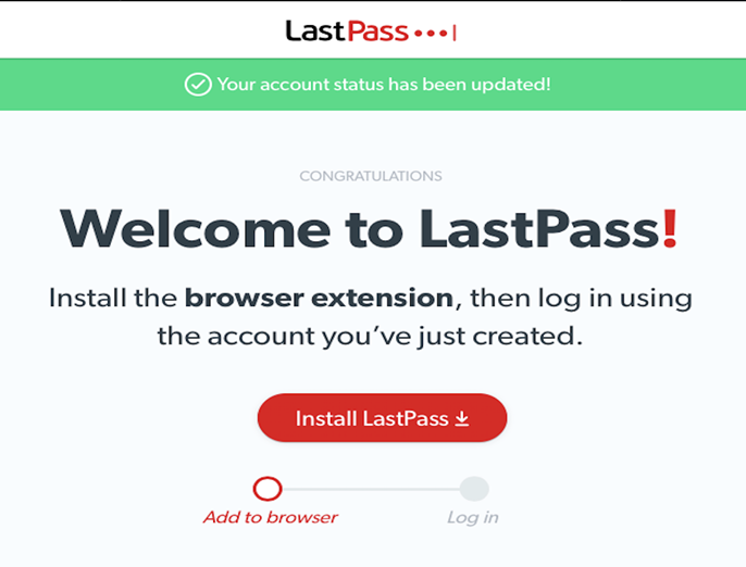 LastPass Welcome Screen
