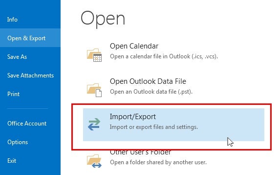 Import - Export under Open & Export