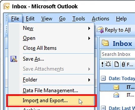 Import and Export under File
