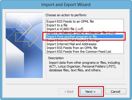 Import from another program or file