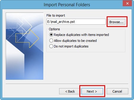 Import Personal Folders