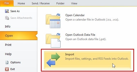 Import under Open