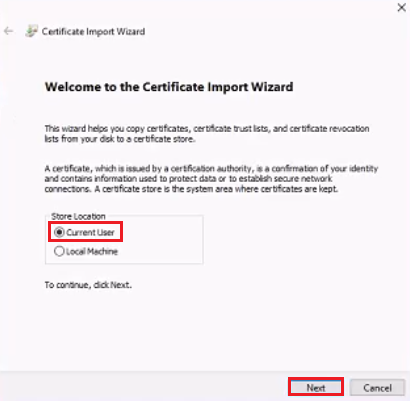 Select Current User - import wizard