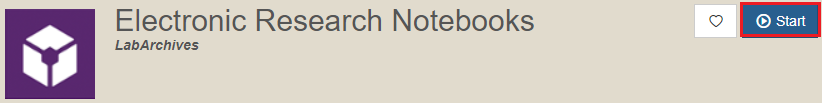 Electronic Research Notebooks Task with Start Button Highlighted