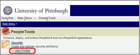 Click PeopleTools, then click user profiles.