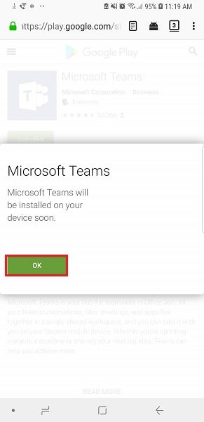 Microsoft Teams App Installation Confirmation Screen