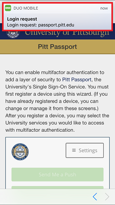 Duo Mobile Login Request Pop-up