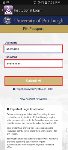 Pitt Passport login