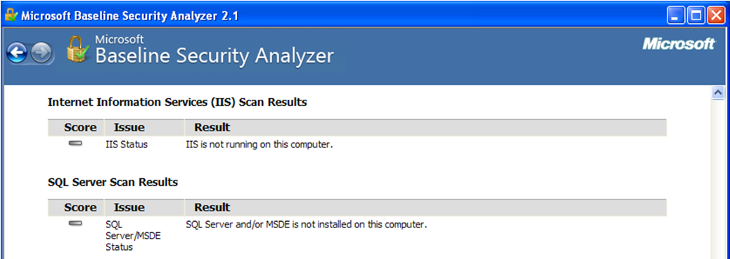 Internet Information Services (IIS) Scan Results