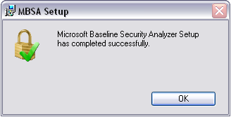 Microsoft Baseline Security Analyzer Setup Complete Pop-Up
