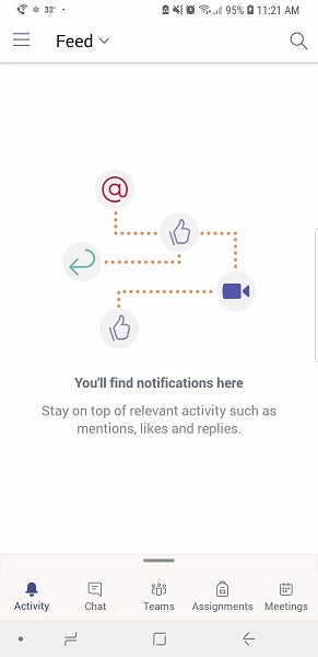 Microsoft Teams App Activity Feed Screen