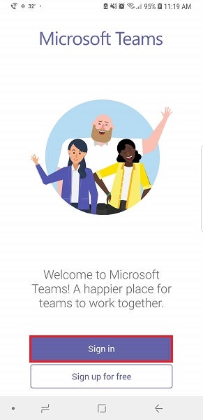 Microsoft Teams App Sign In Screen