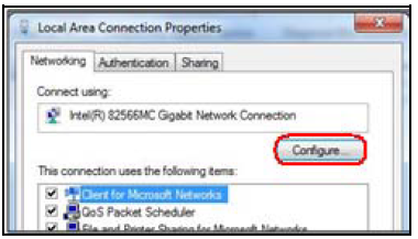 Properties with Configure Highlighted