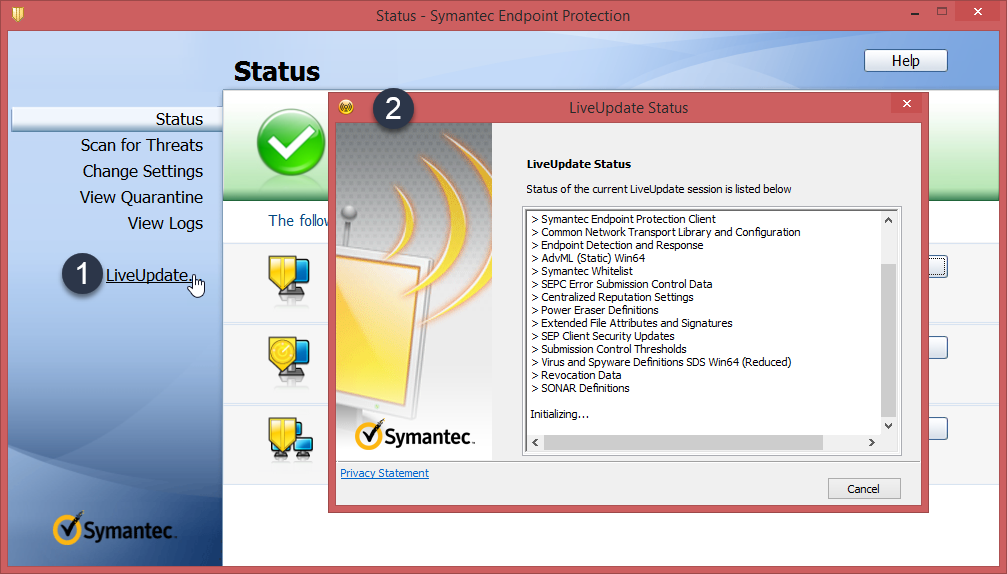 manual update symantec endpoint protection