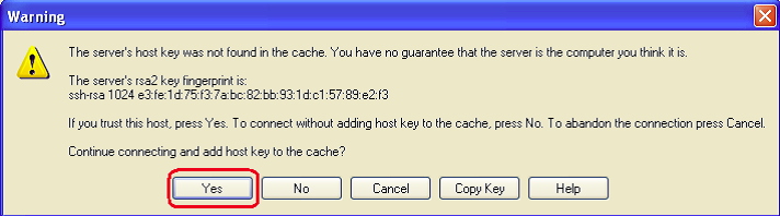 WinSCP Warning