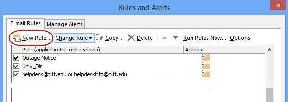 creating rules in outlook 2003