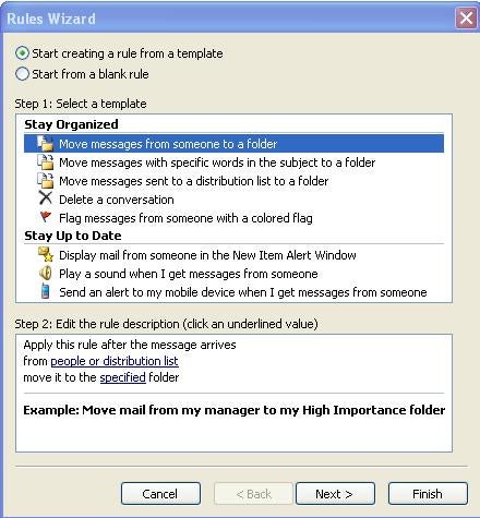 create filter in Outlook 2007
