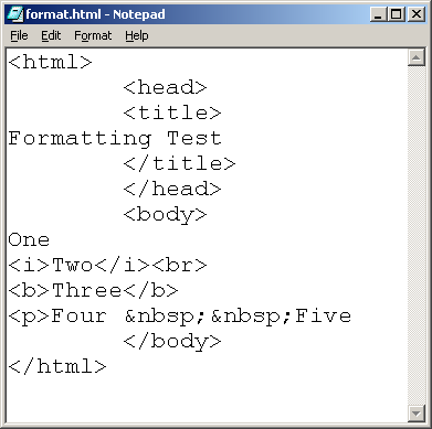 HTML Formatting Code