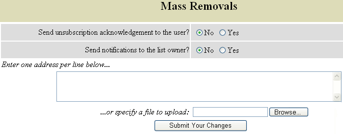 Mass Removals Options