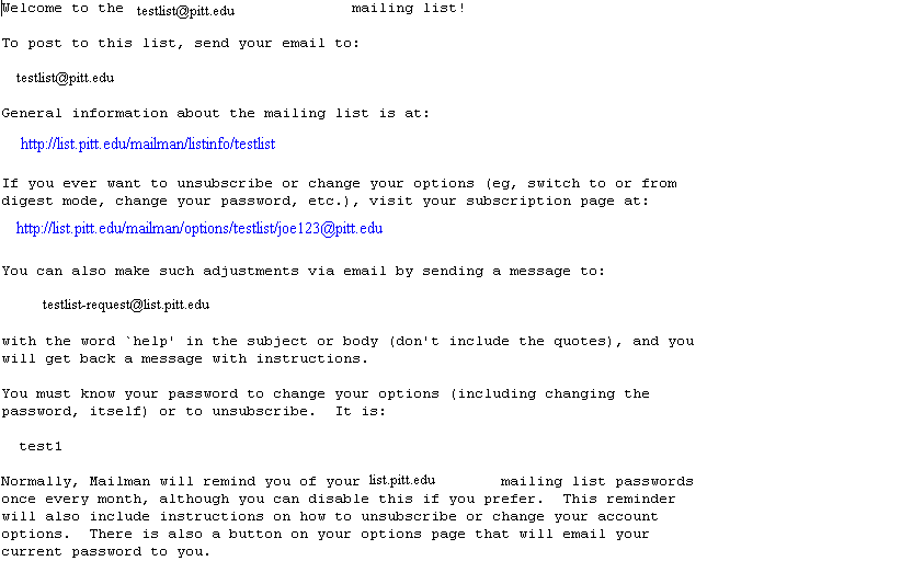 Subscription Confirmation Email