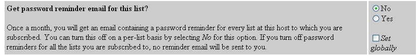 Password Reminder Email Options