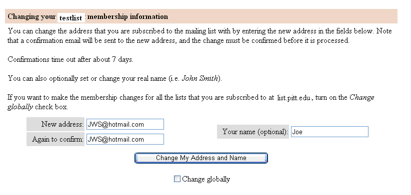 Changing Your Membership Information Section