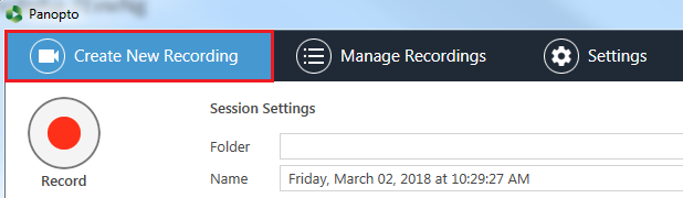 Click Create New Recording