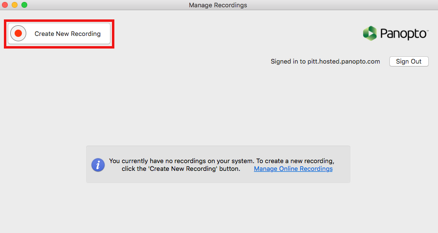 Click Create New Recording