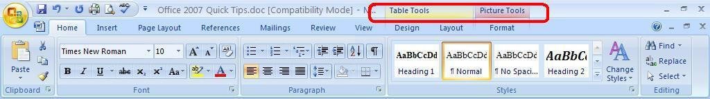 Ribbon Contextual Tabs