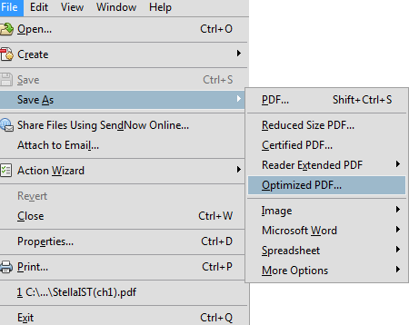 Adobe Acrobat File Save As Options