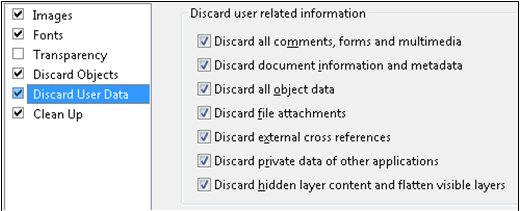 Discard User Data Settings